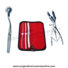 Hegar uterine dilator 3 pieces set,3-4, 7-8, 15-16, wartenberg pinwheel, mathieu speculum